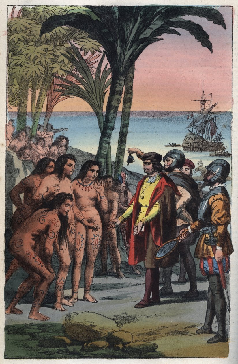 Tutkija Christopher Columbuksen (1451-1506) saapuminen Amerikkaan tekijältä Anonymous Anonymous