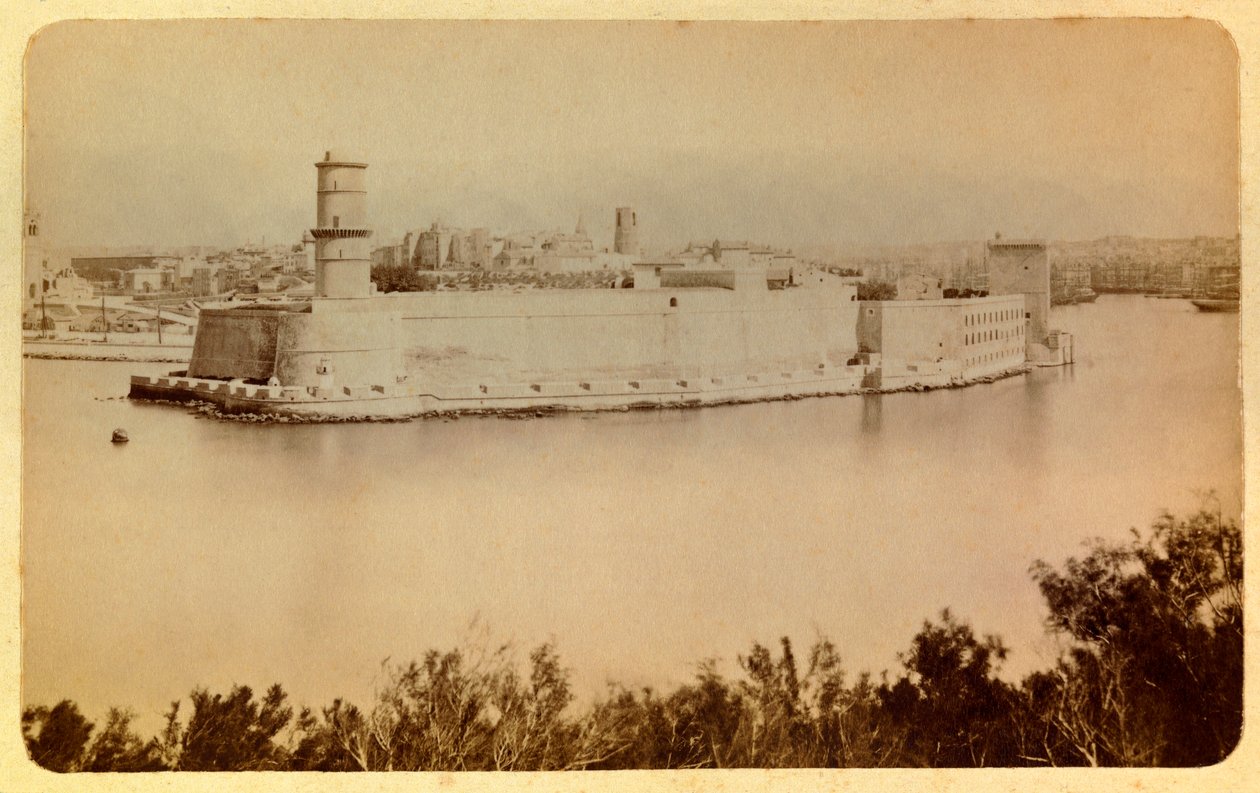 Marseillen kaupunki ja sen ympäristö noin 1885-1890: Fort Saint Jean, näkymä Pharosta, yksityinen kokoelma tekijältä Anonymous Anonymous