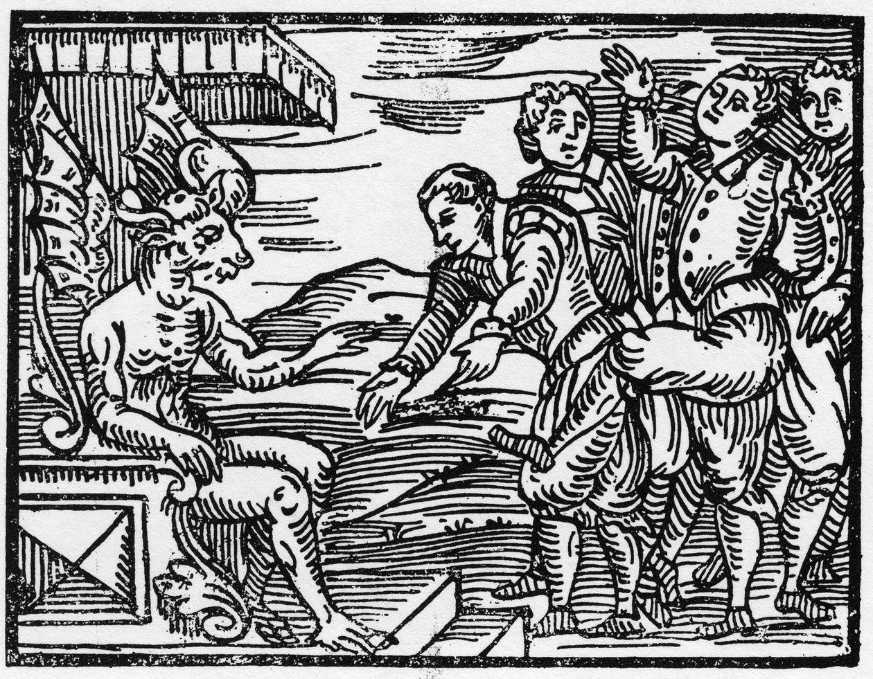 Noidat kunnioittavat paholaista - ”Compendium Maleficarum”, Francesco Maria Guazzo tai Guaccio tai Guaccius (15??? -16??) 1608 Private Collection käsittelee noidista, heidän pahuudestaan ja lajitteluistaan tekijältä Anonymous Anonymous