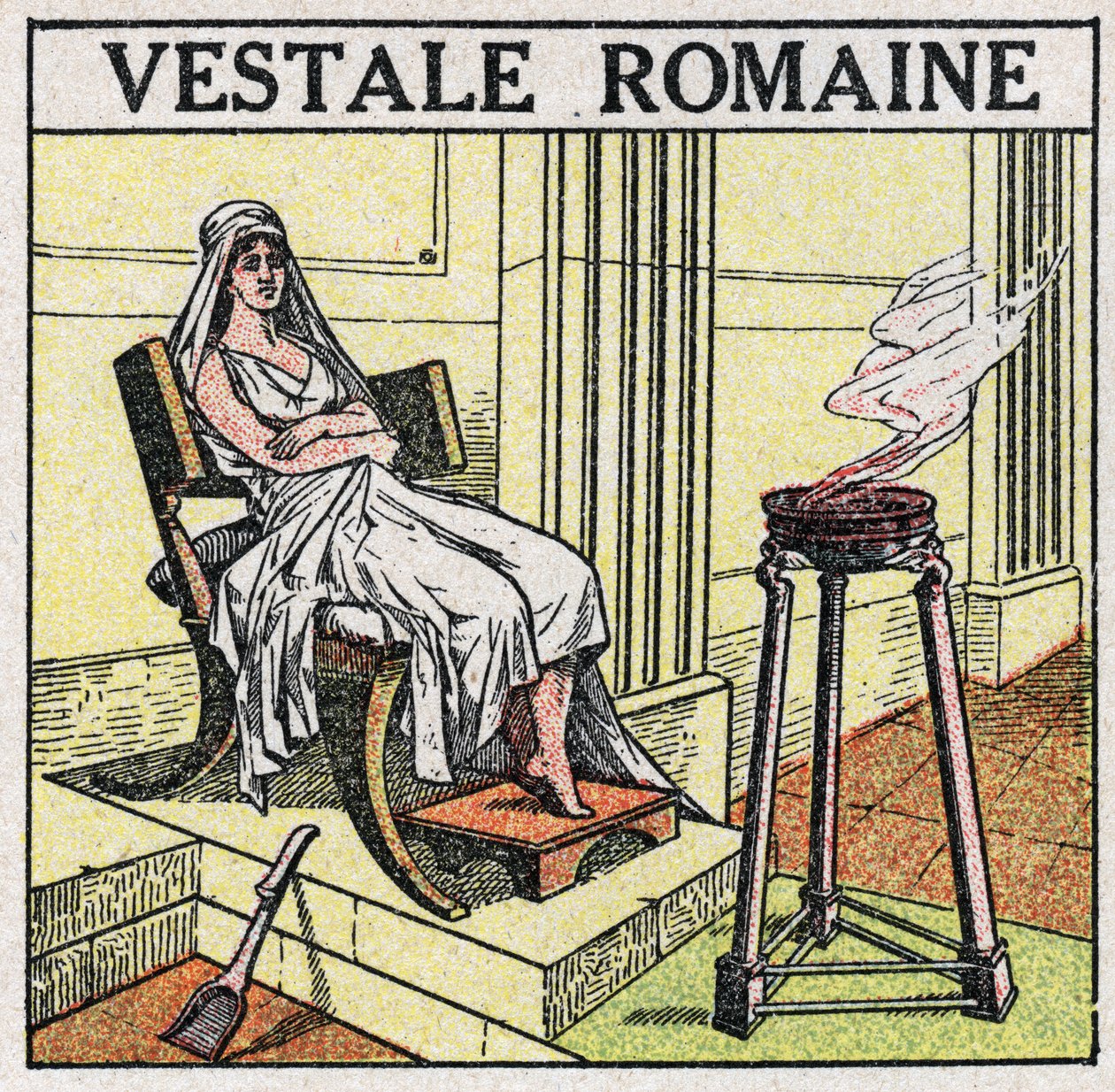 Valonlähteet: Rooman valtakunnassa sijaitseva vestal ylläpitää pyhää tulta, joka ei saa koskaan olla sammumaton. Anonyymi kuvitus vuodelta 1925. Yksityiskokoelma. tekijältä Anonymous Anonymous