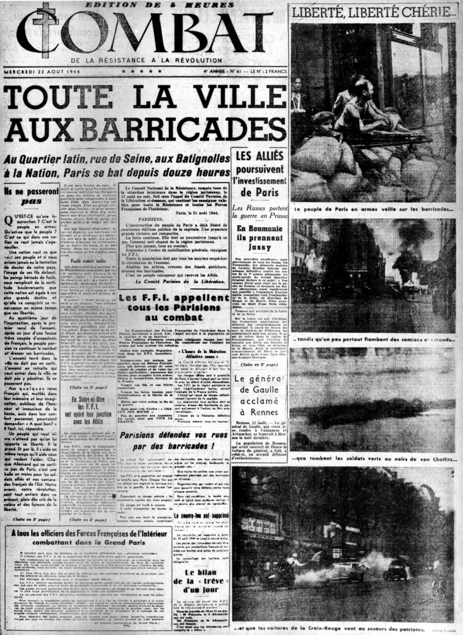 Koko kaupunki barrikadeilla: Pariisin vapauttaminen - "taistelussa" 23.8.1944, koll. MDJ Bernard. tekijältä Anonymous Anonymous