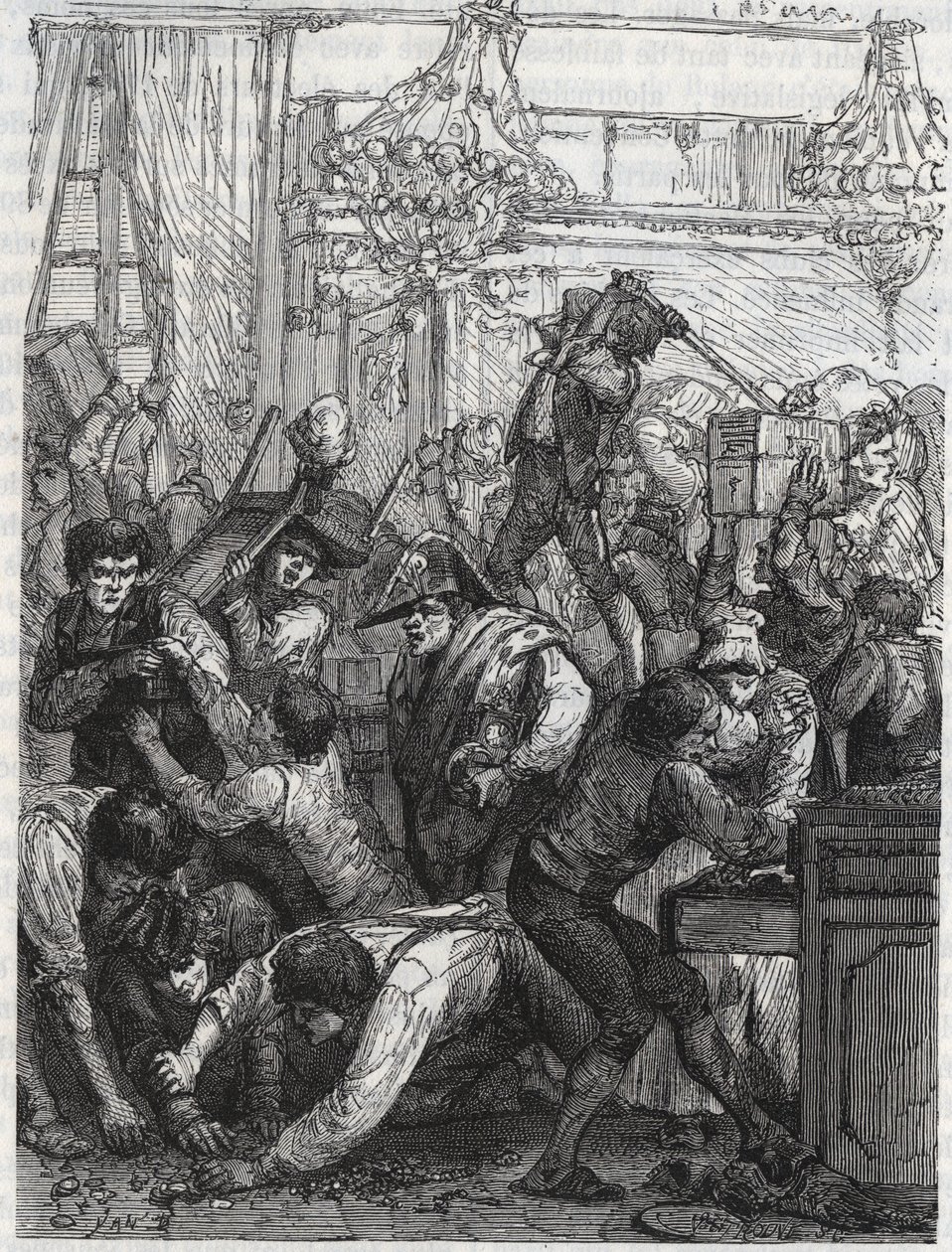 Huonekalusuojan varkaus (nykyinen Hotel de la Marine, Place de la Concorde) - Paul Mietten tilaaman bändin varkaus viikolla 11.-17.9.1792 Diamondsin osasta Hotel du Garde-Meublessa. de la Couronne, Pariisi, jossa t tekijältä Anonymous Anonymous