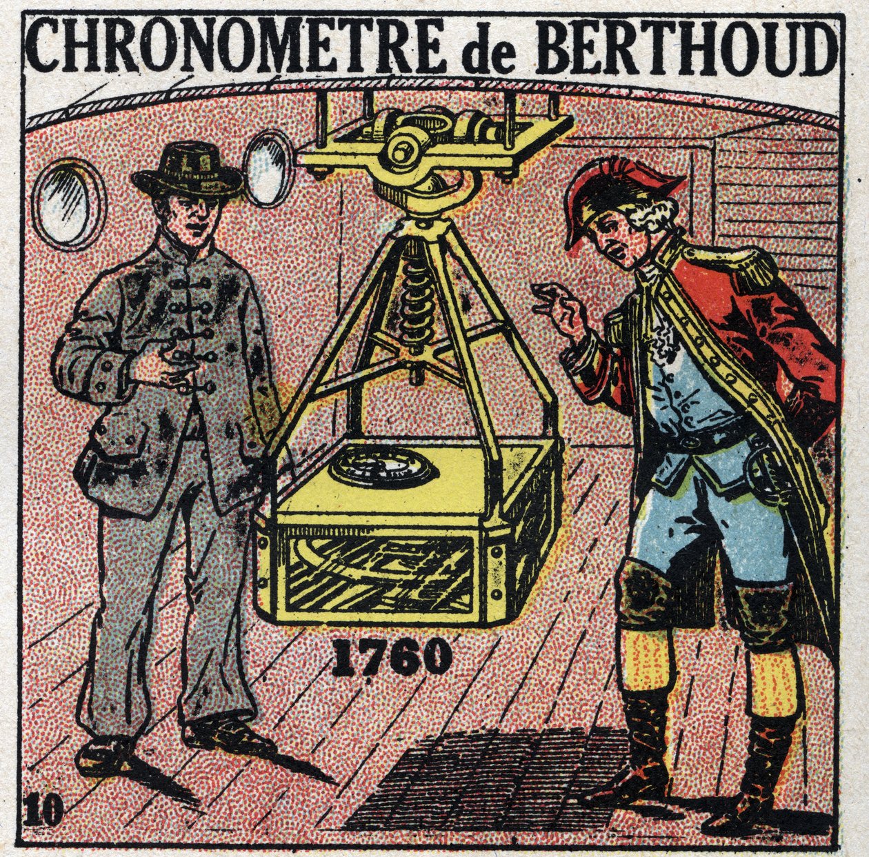 Aika: Ferdinand Berthoudin (1727-1807) vuonna 1760 keksimä merikronometri. Nimetön kuvitus vuodelta 1925. Yksityinen kokoelma. tekijältä Anonymous Anonymous