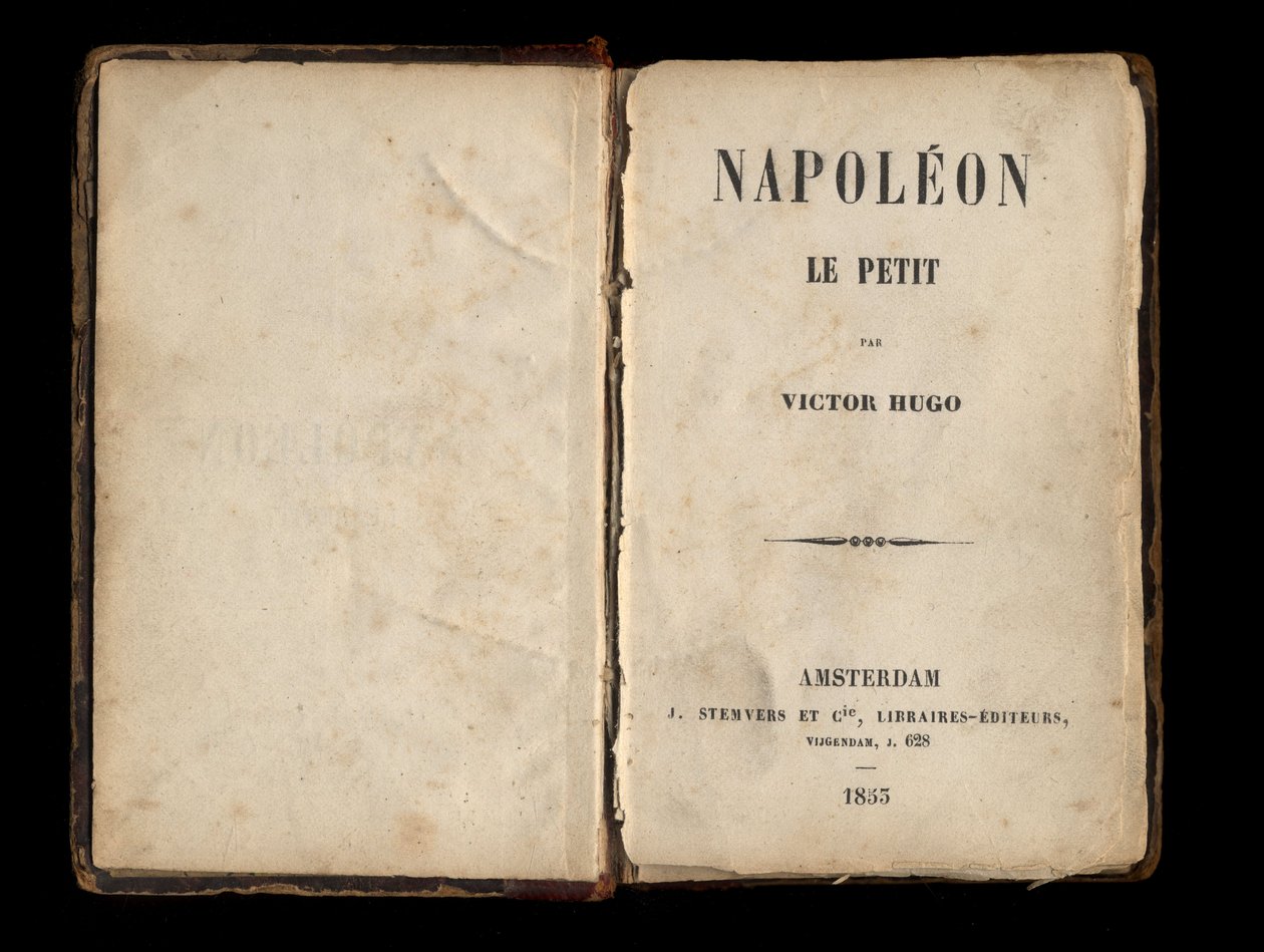 Victor Hugon poliittisen pamfletin "" Napoleon the Little" nimisivu Louis-Napoleon Bonapartesta (Napoleon III). 1855. tekijältä Anonymous Anonymous