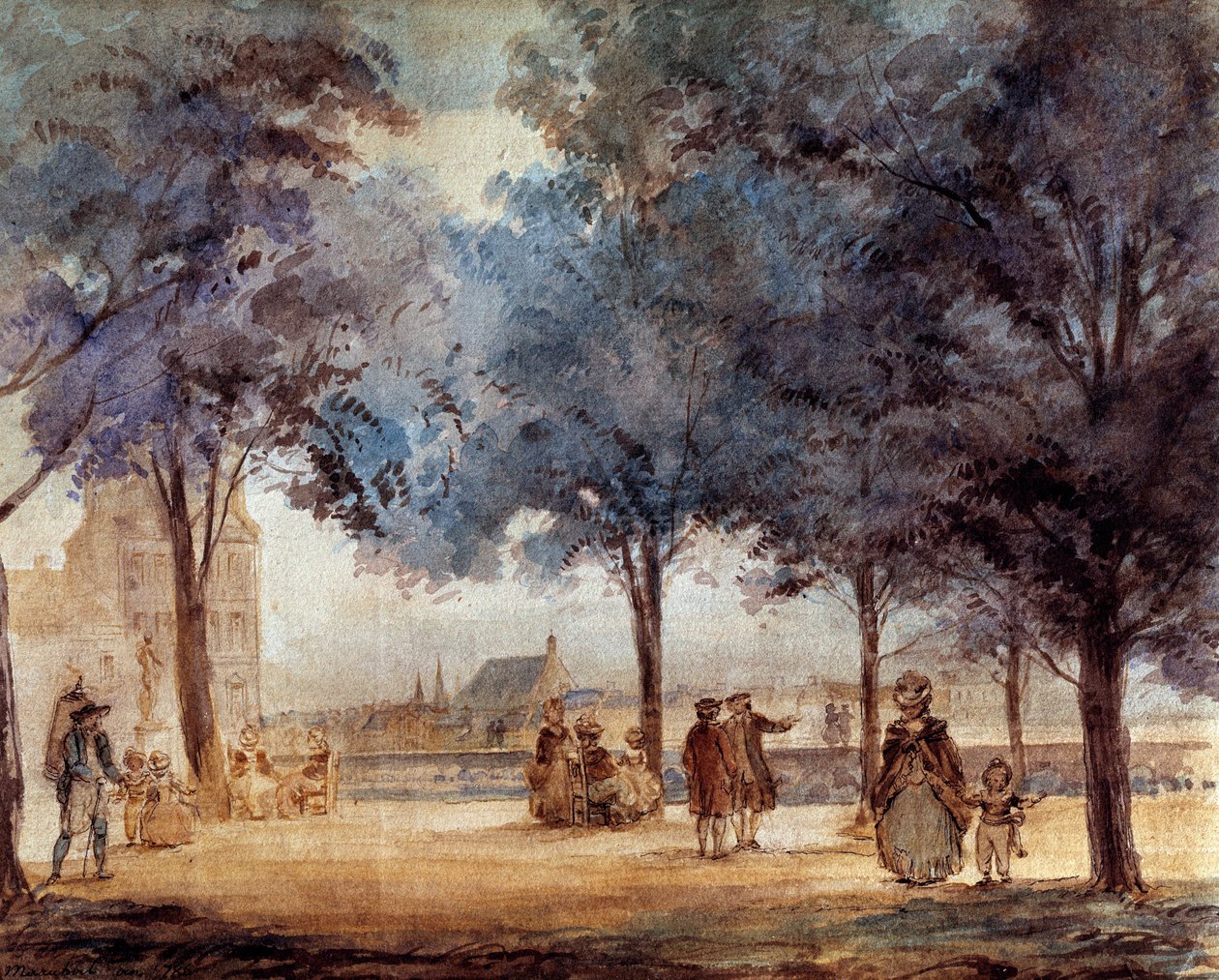 Näkymä Tuileries-terassille Pariisissa vuonna 1786. tekijältä Anonymous Anonymous