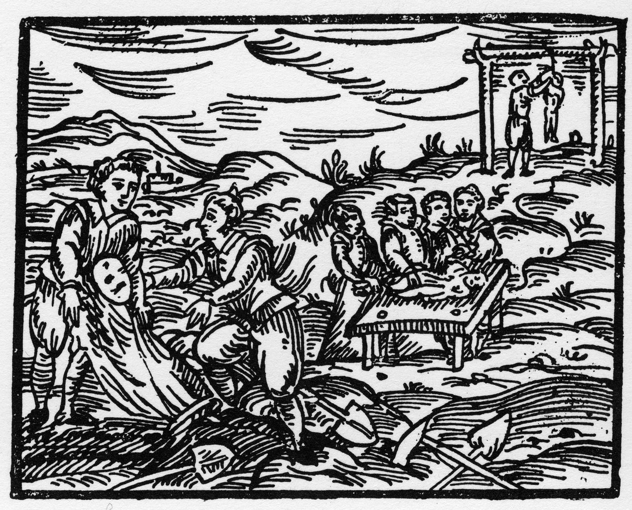 Noidat pelottelemassa kuolleita hautausmaalla - "" Compendium Maleficarum"", Francesco Maria Guazzo tai Guaccio tai Guaccius (15?? -16??) 1608 Yksityiskokoelma kertoo noidista, heidän pahuudestaan ja heidän lajitteluistaan tekijältä Anonymous Anonymous