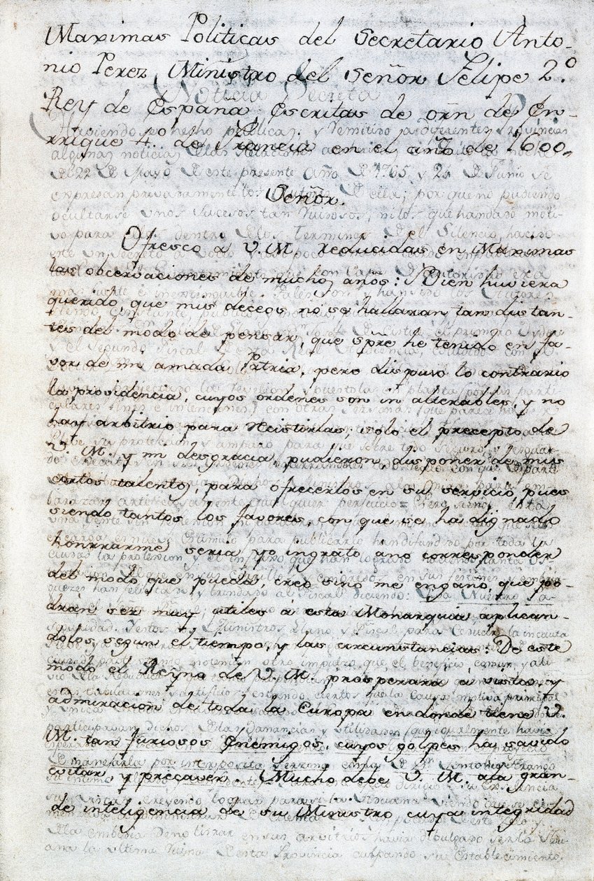 Antonio Perezin (1540-1611) poliittisia kirjoituksia. Espanjan kuninkaan Philip II:n espanjalainen poliittinen sihteeri. Ecuador, Quito. Ecuadorin poliittinen kirjasto Aurelio Espinosa tekijältä Anonymous Anonymous