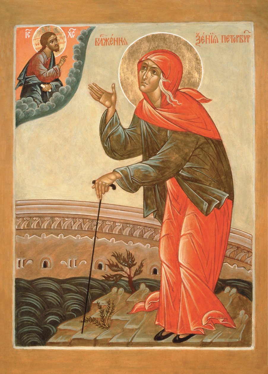 Pyhä siunattu Ksenia Pietarilainen tekijältä Anonymous Russian icon painter