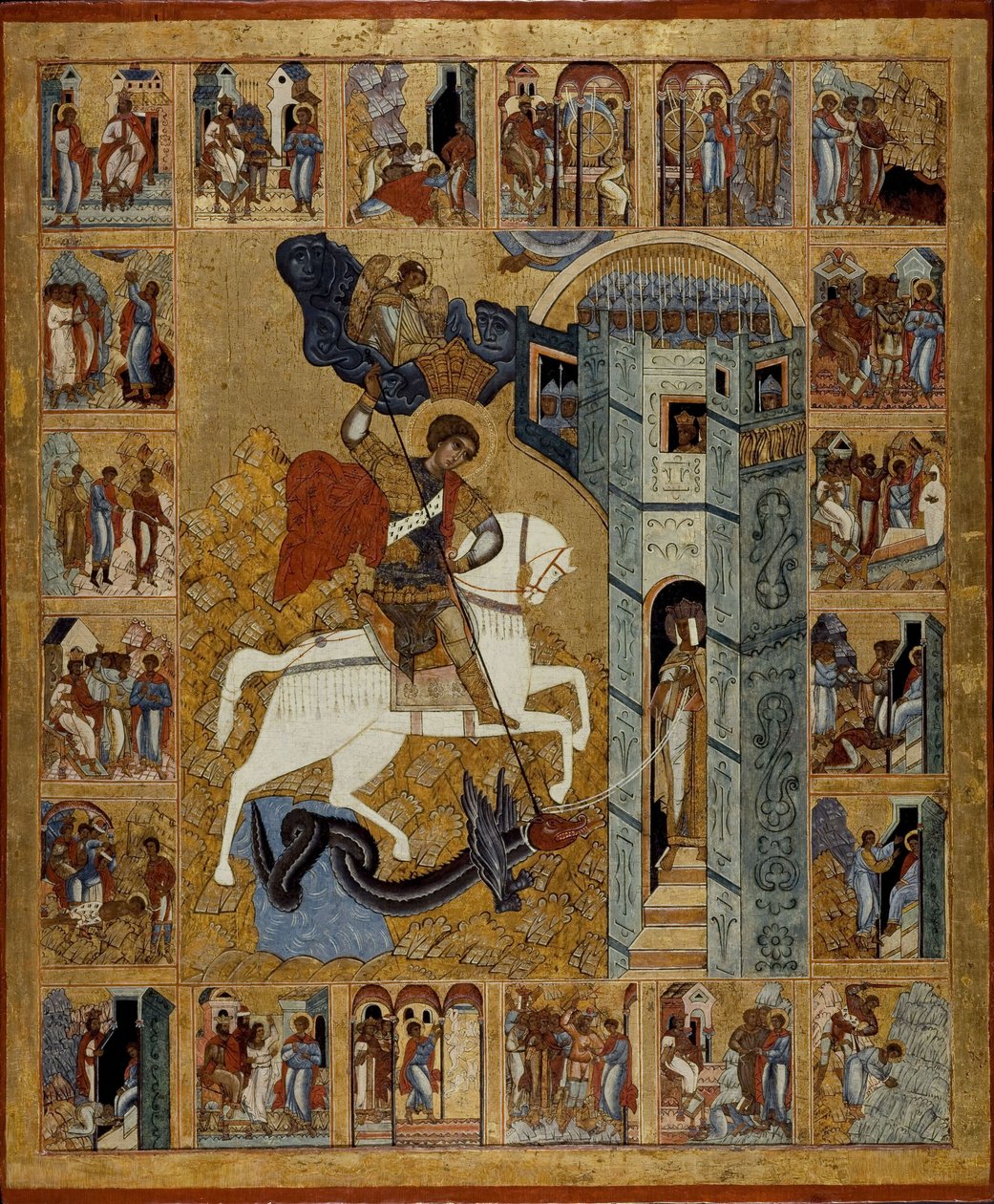 Pyhä Yrjö ja kohtauksia hänen elämästään tekijältä Anonymous Russian icon painter