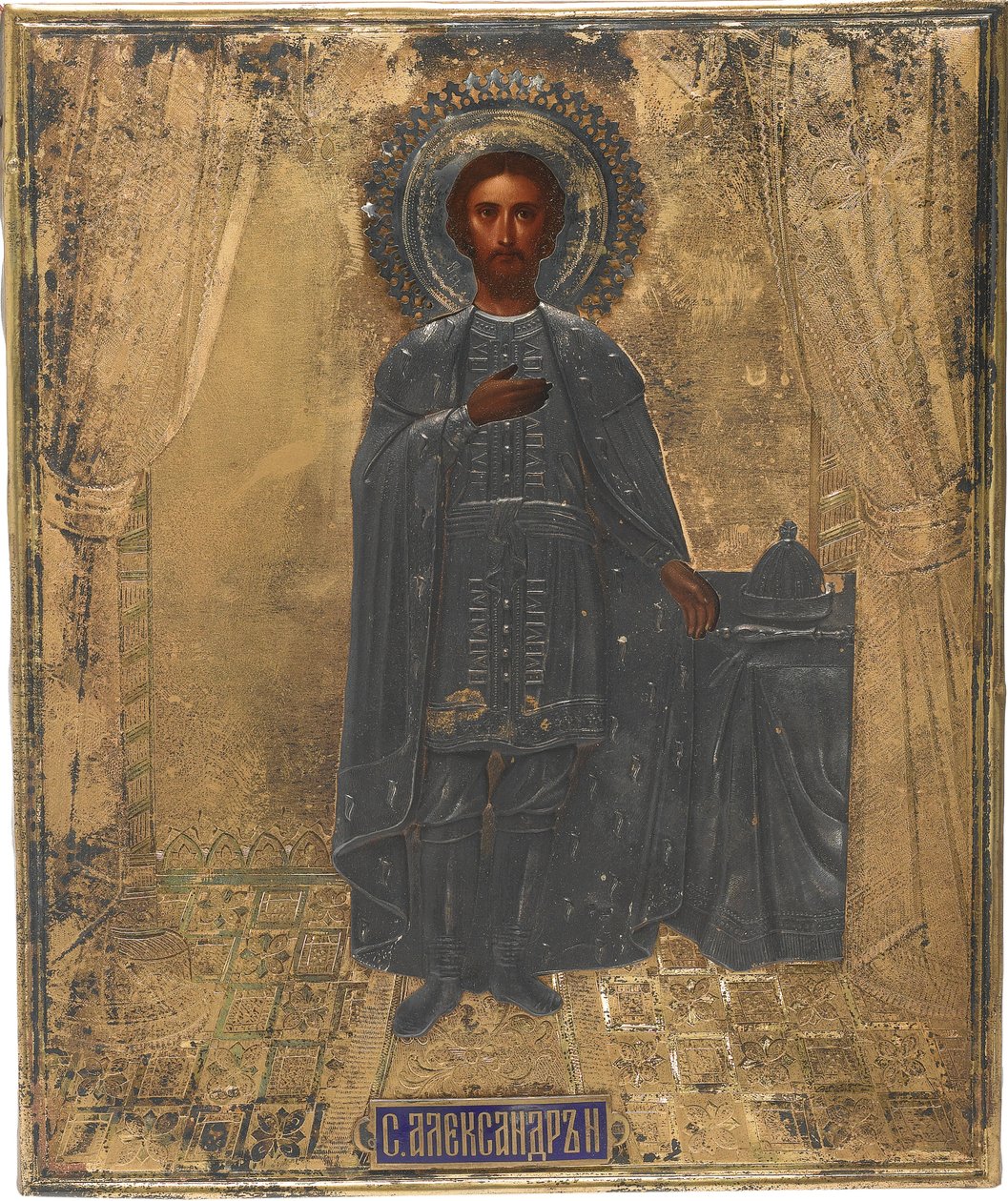 Pyhä suurprinssi Aleksanteri Nevski, 1800-luku tekijältä Anonymous Russian icon painter