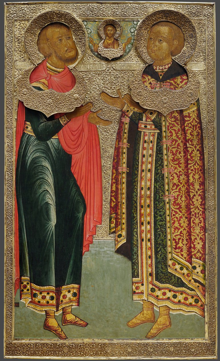 Pyhä Johannes Sochawski ja Tsarevitš Ivan Mihailovitš, 1639-1640 tekijältä Anonymous Russian icon painter