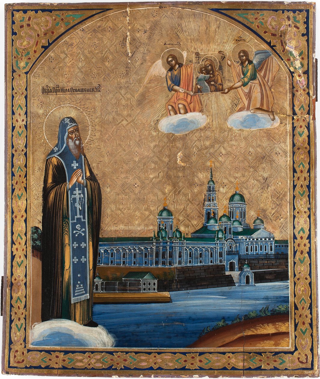 Pyhä Nilus Seliger-järvellä, 1800-luku tekijältä Anonymous Russian icon painter