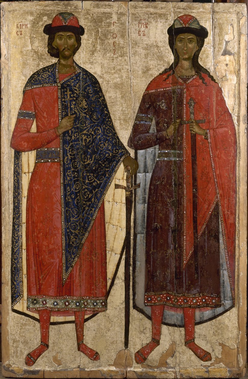 Pyhät Boris ja Gleb, 1300-luvun puoliväli. tekijältä Anonymous Russian icon painter
