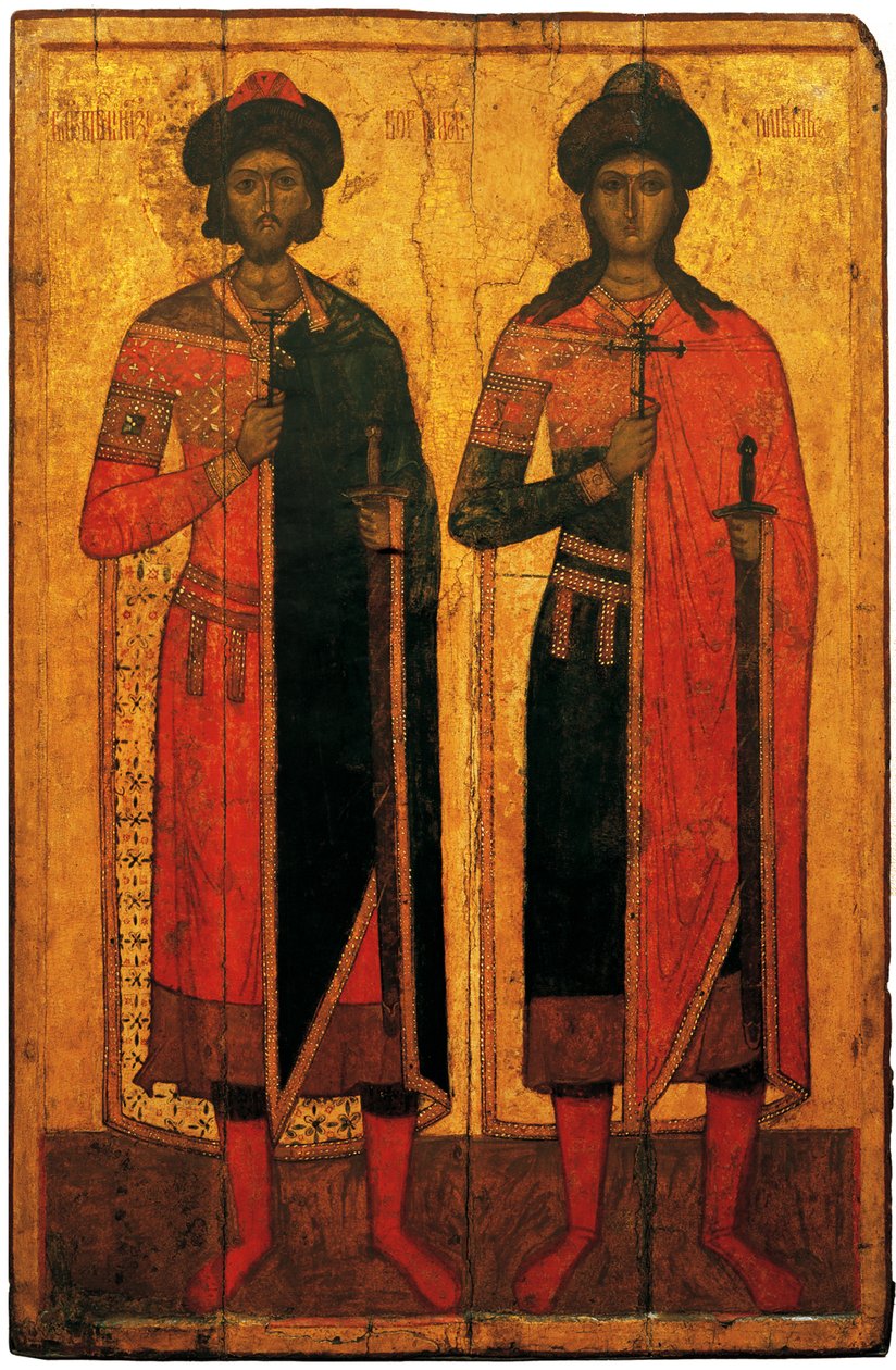 Pyhät Boris ja Gleb, 1300-luvun puoliväli. tekijältä Anonymous Russian icon painter
