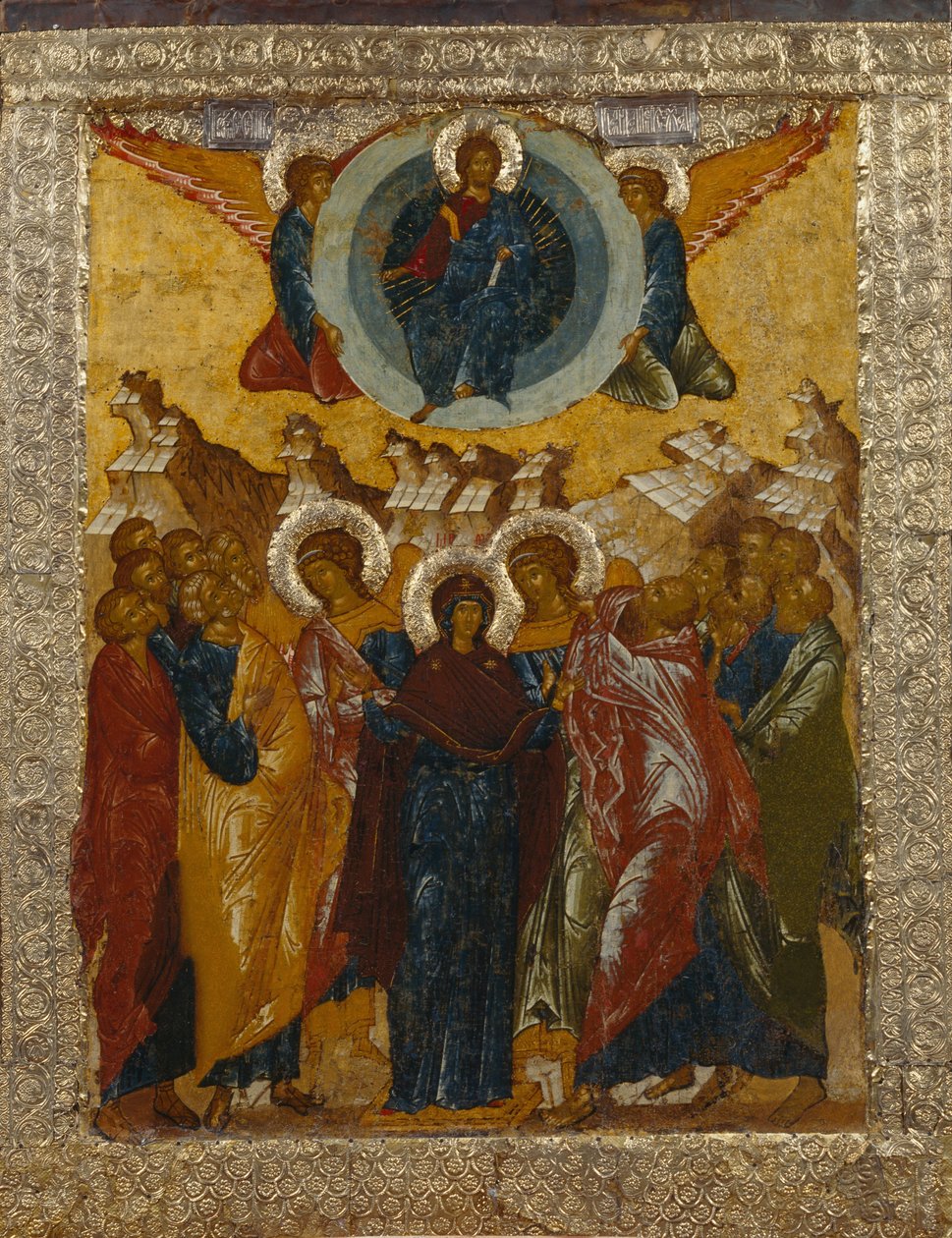 Kristuksen taivaaseenastuminen, 1497 tekijältä Anonymous Russian icon painter