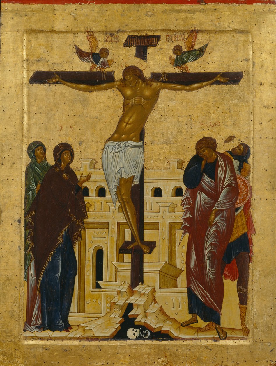 Ristiinnaulitseminen, 1497 tekijältä Anonymous Russian icon painter