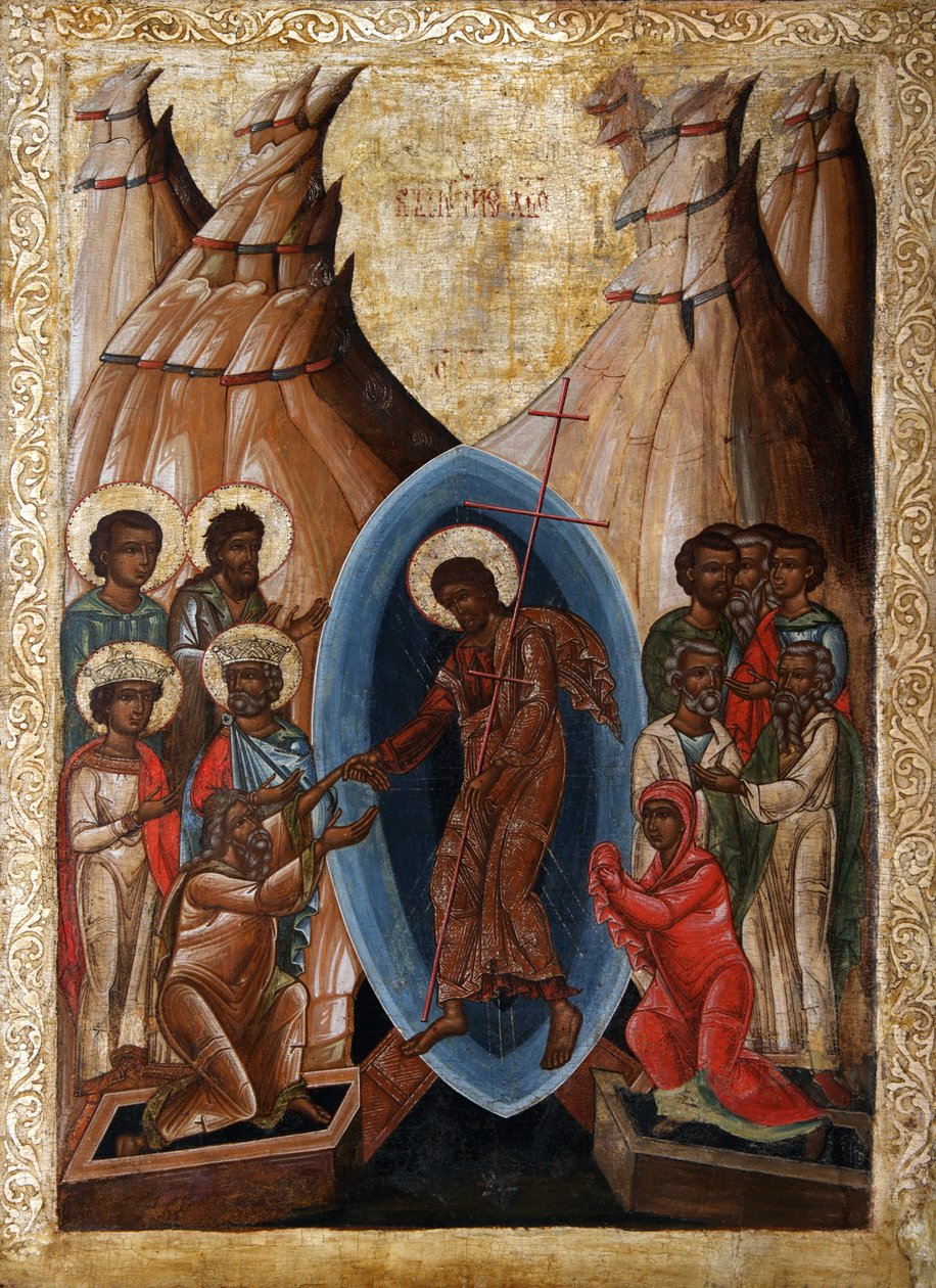 Laskeutuminen helvettiin, 1500-luvun alku. tekijältä Anonymous Russian icon painter