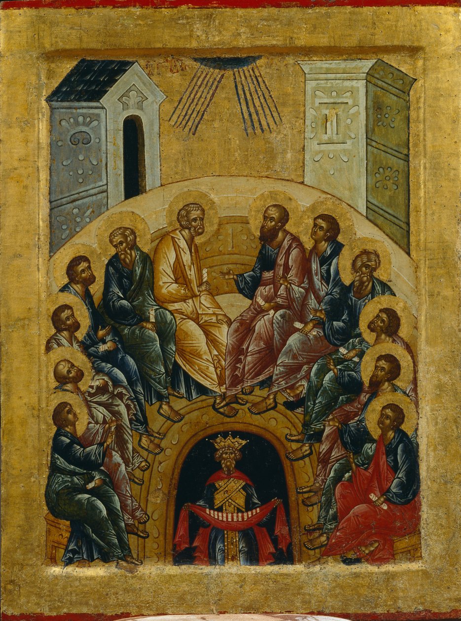 Pyhän Hengen laskeutuminen, 1497 tekijältä Anonymous Russian icon painter