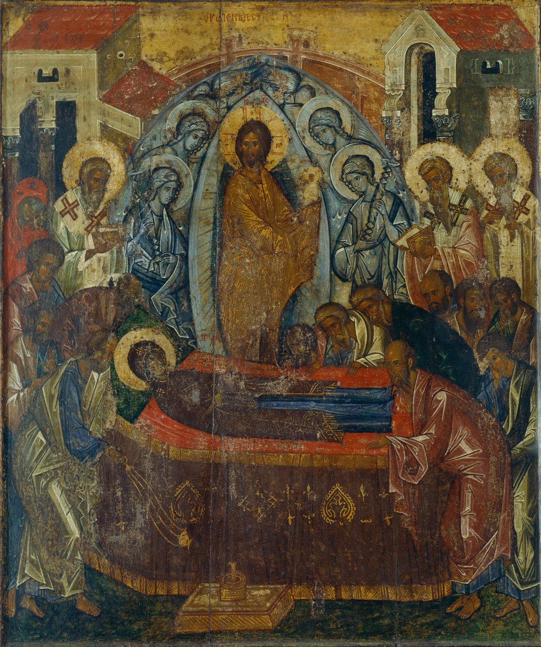 Neitsyen Dormition, 1400-luvun alku. tekijältä Anonymous Russian icon painter