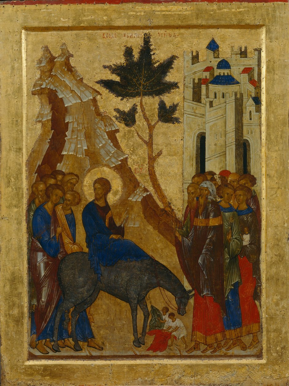 Kristuksen tulo Jerusalemiin, 1497 tekijältä Anonymous Russian icon painter