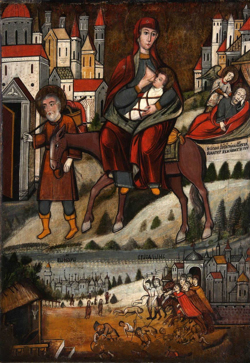 Lento Egyptiin, 1600-luvun alku. tekijältä Anonymous Russian icon painter