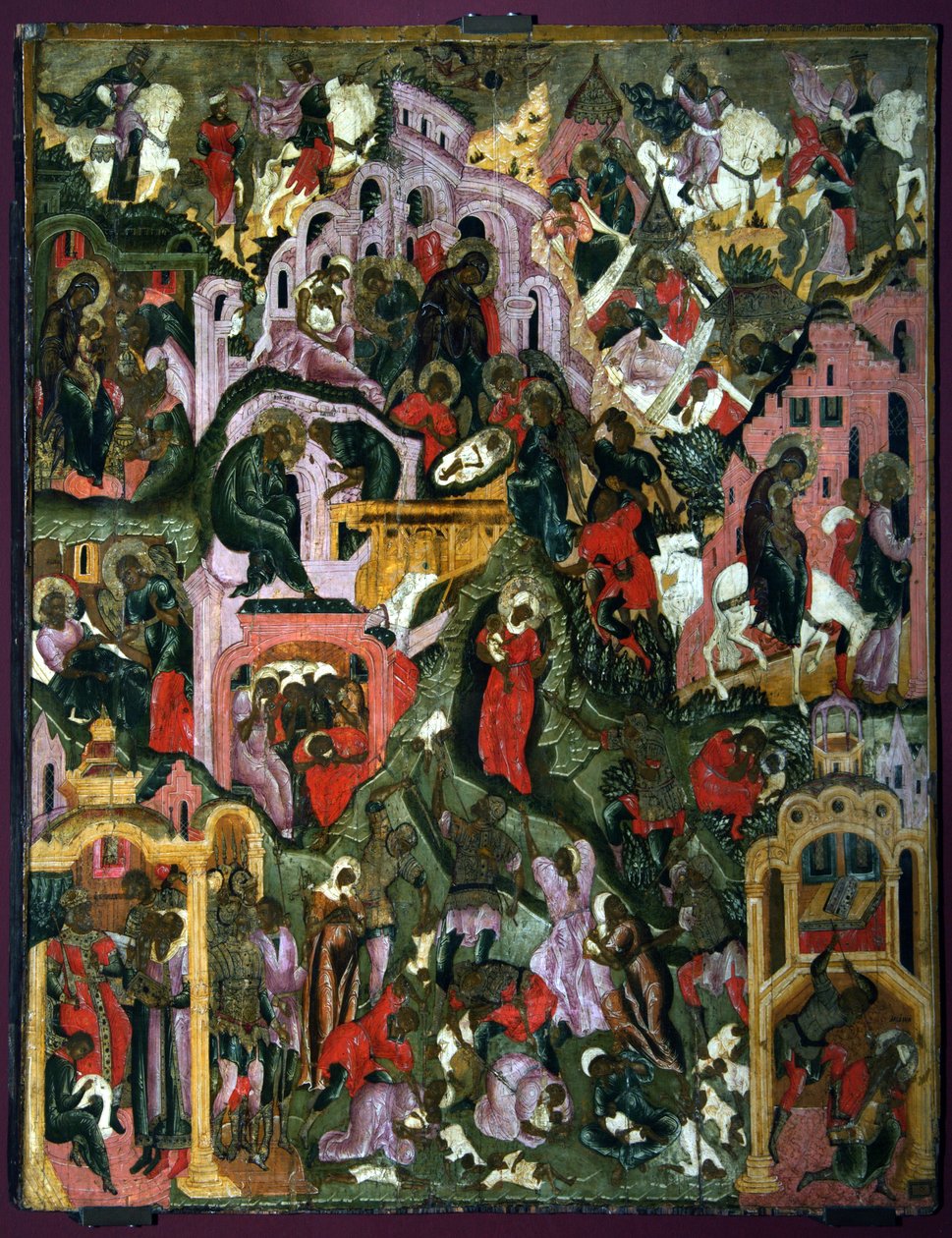 Kristuksen syntymä, 1600-luvun toinen puoli. tekijältä Anonymous Russian icon painter