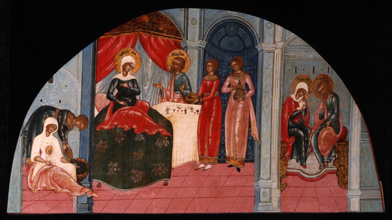 Neitsyen syntymä, 1800-luvun piika. tekijältä Anonymous Russian icon painter