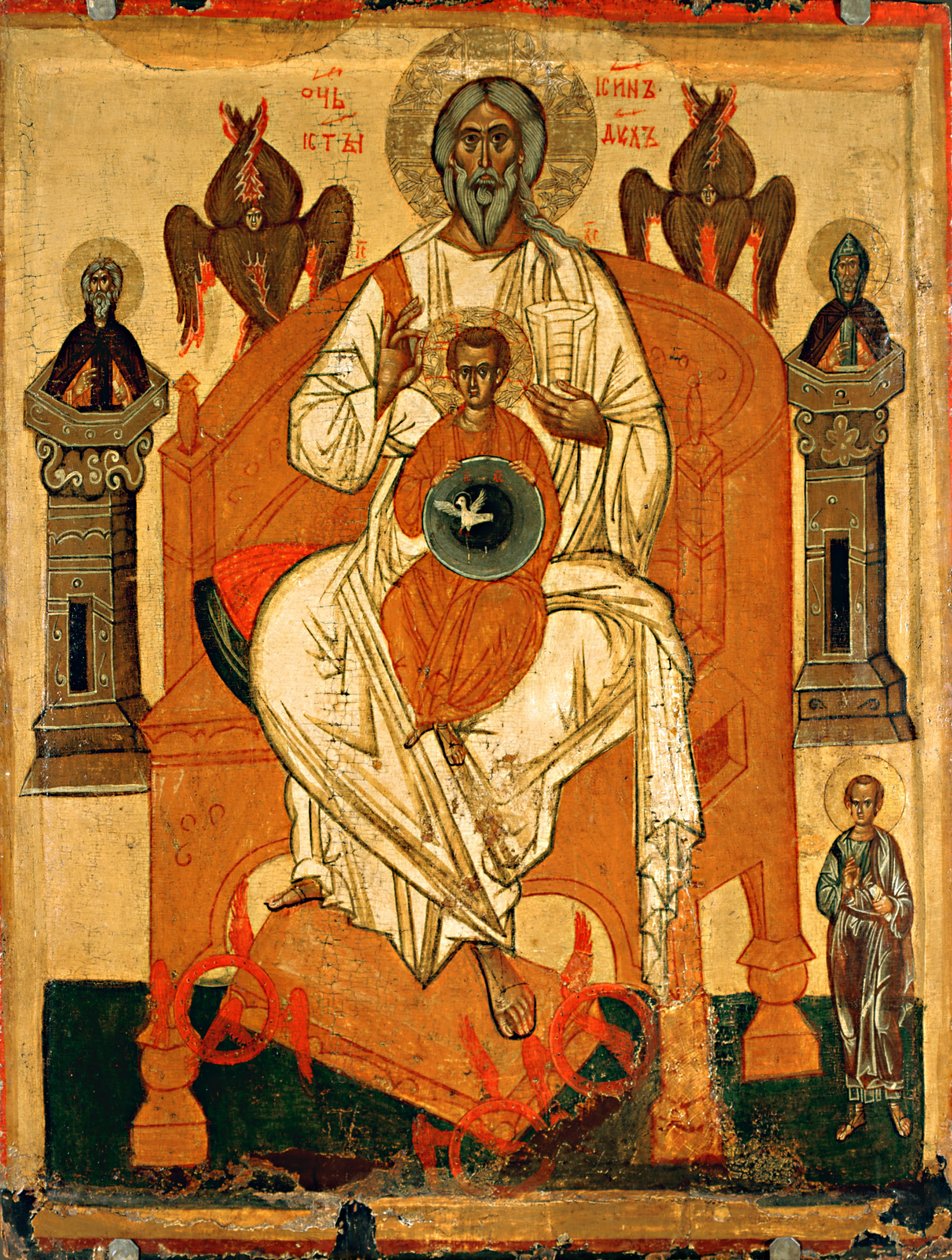 Kolminaisuus pyhien kanssa, 1400-luvun alku. tekijältä Anonymous Russian icon painter