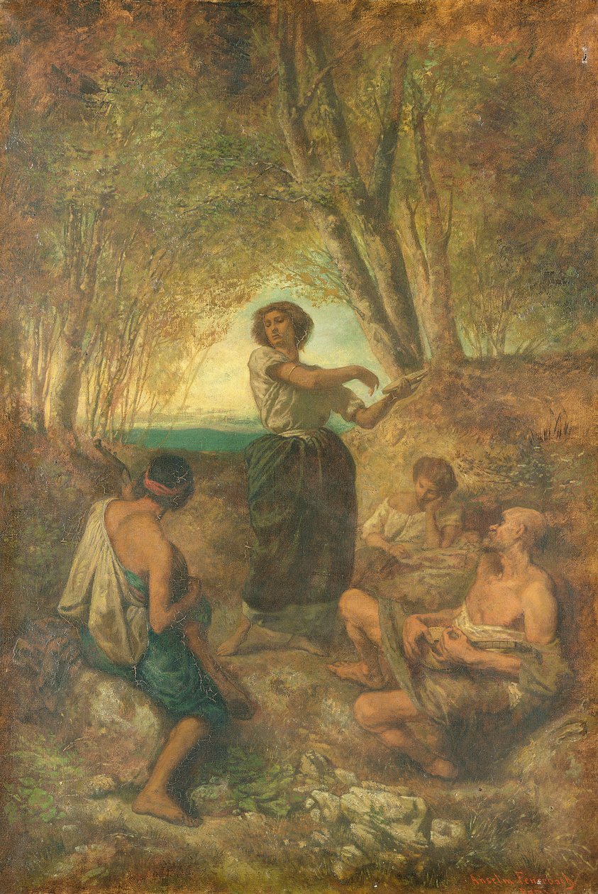 Mustalaistanssi, 1853 tekijältä Anselm Feuerbach