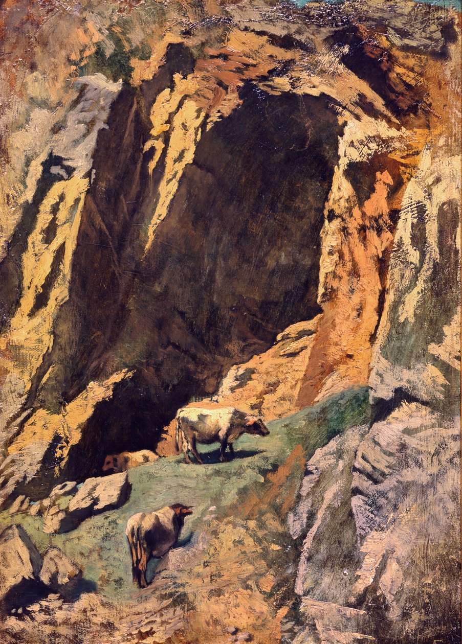 Kallionhalkeama ja lehmät tekijältä Anselm Feuerbach