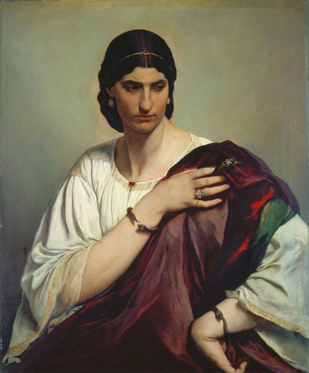 Roomalaisen naisen puolipitkä muotokuva tekijältä Anselm Feuerbach