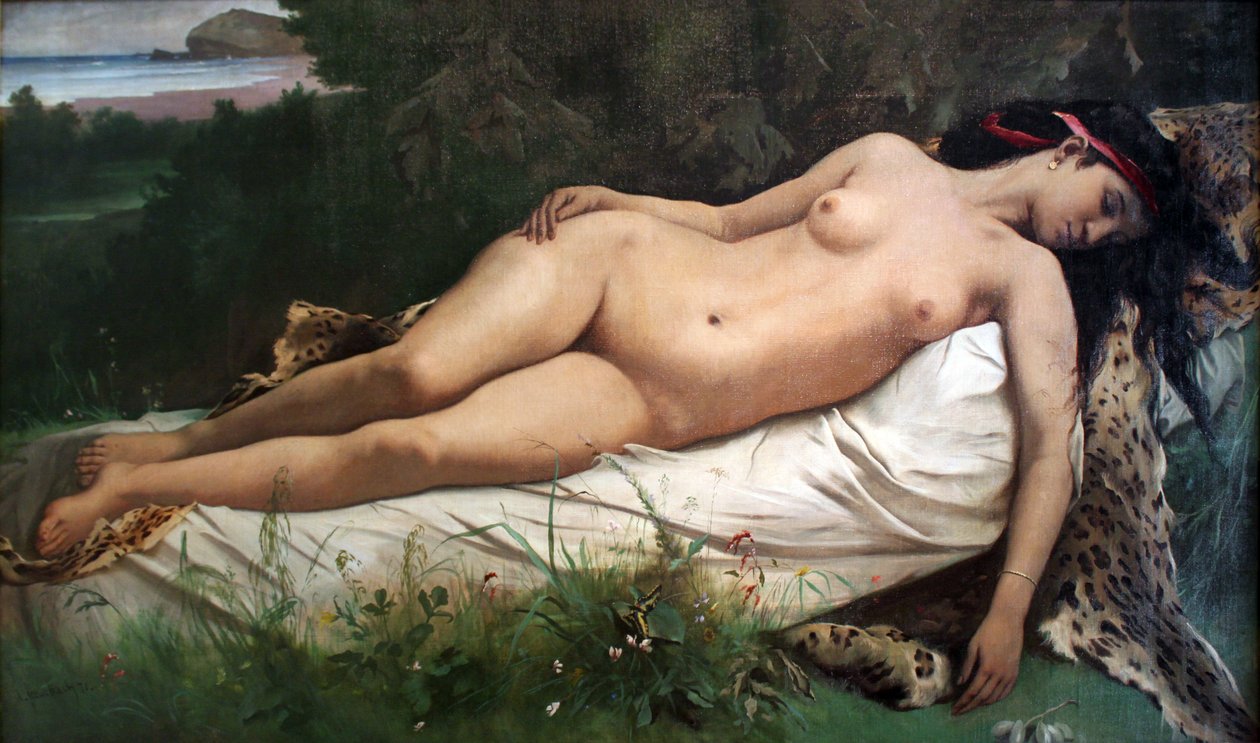 Lepäävä nymfi tekijältä Anselm Feuerbach
