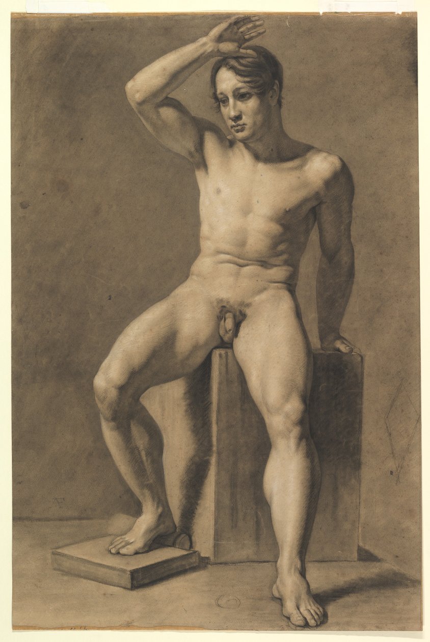 Istuva miesalaston (etupuoli); Kävelevä miesalaston (takapuoli) tekijältä Anselm Feuerbach