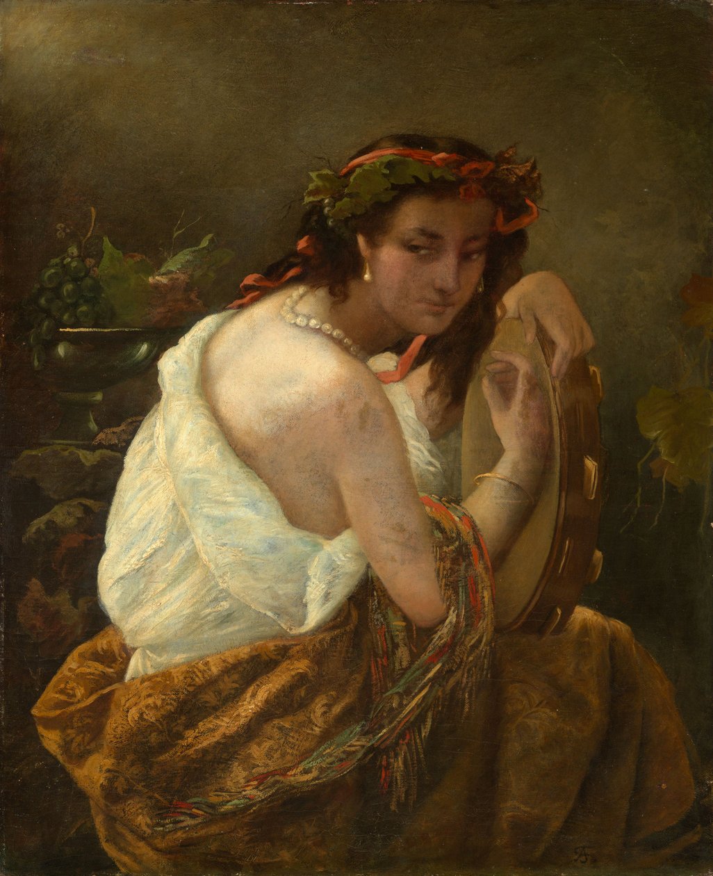 Mustalaisnainen ja tamburiini tekijältä Anselm Feuerbach
