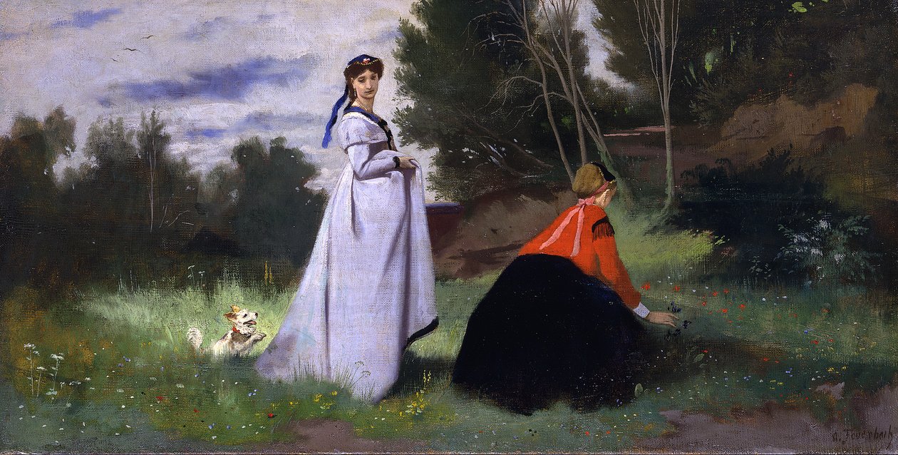 Kaksi naista luonnon keskellä tekijältä Anselm Feuerbach