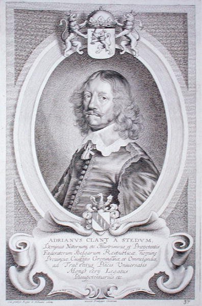 Adriaen Client van Stedum (1599-1665) teoksesta "Portraits des Hommes Illustres", kaiverrus Cornelis Galle, julkaistu 1706 (kaiverrus) tekijältä Anselmus van (after) Hulle