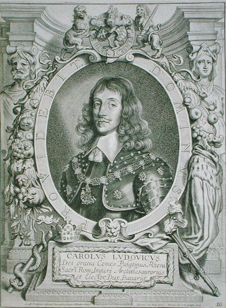 Charles Louis (1617-80) Palatinuksen vaaliruhtinas, kirjasta "Portraits des Hommes Illustres", kaiverrus Petrus de Iode, julkaistu 1706 (kaiverrus) tekijältä Anselmus van (after) Hulle