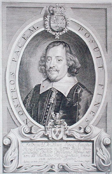 Tohtori Antoine de Brun (1599-1654), teoksesta Maineikkaiden miesten muotokuvat, kaiverrettu Paulus Pontius (1603-58), julkaistu 1706 (kaiverrus) tekijältä Anselmus van (after) Hulle