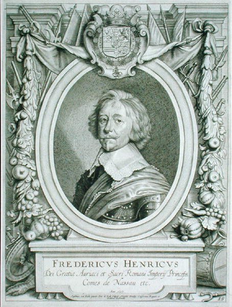 Frederick Henry (1584-1647) Nassau-Dillenburgin kreivi, kirjasta "Portraits des Hommes Illustres", julkaistu 1706 (kaiverrus) tekijältä Anselmus van (after) Hulle