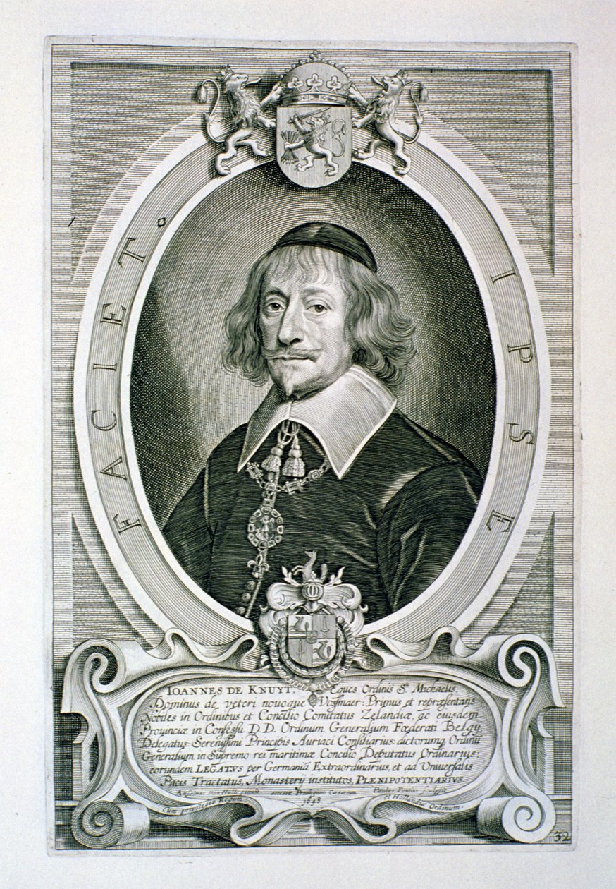 Johann van Knuyt (1587-1654) teoksesta Maineikkaiden miesten muotokuvat, kaiverrettu Paulus Pontius (1603-58), julkaistu 1706 tekijältä Anselmus van Hulle