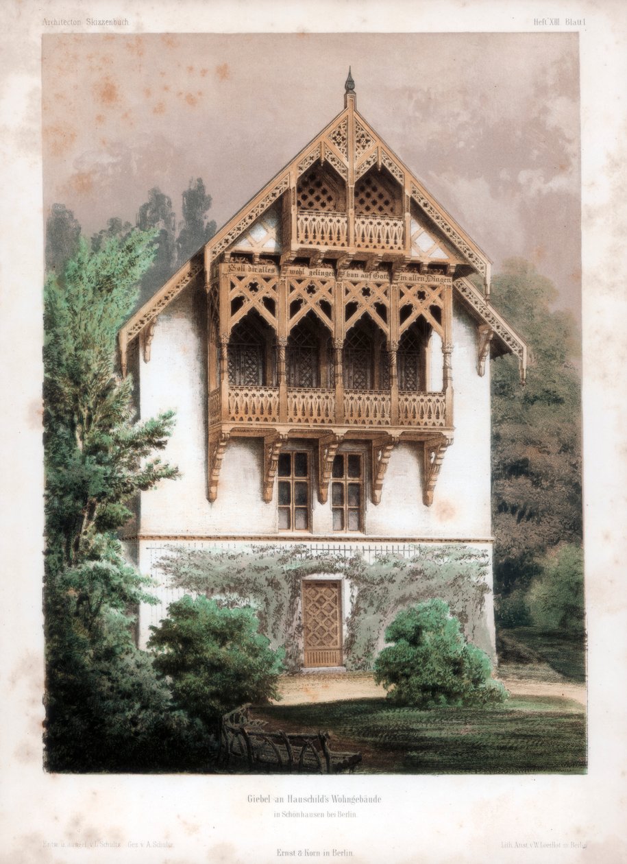 Pääty asuinrakennuksessa, Schonhausen, lähellä Berliiniä, Saksa, c1850 tekijältä Anst von W Loeillot