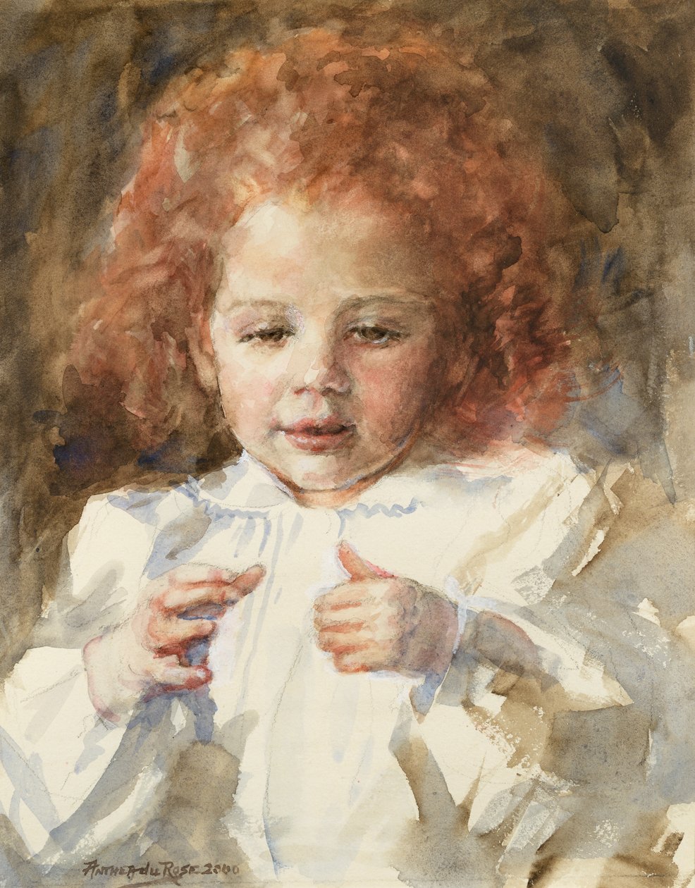 Little Girl Counting, 2000 (akvarelli) tekijältä Anthea Durose