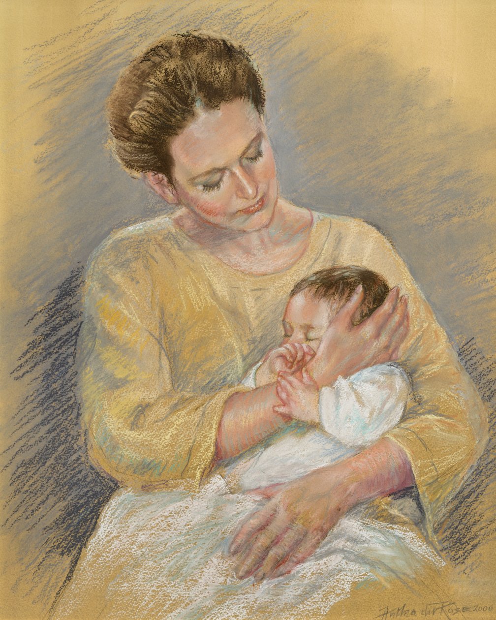 Vanessa Macdonald-Haig pojanpojan Tobyn kanssa, 2000 (pastelli) tekijältä Anthea Durose