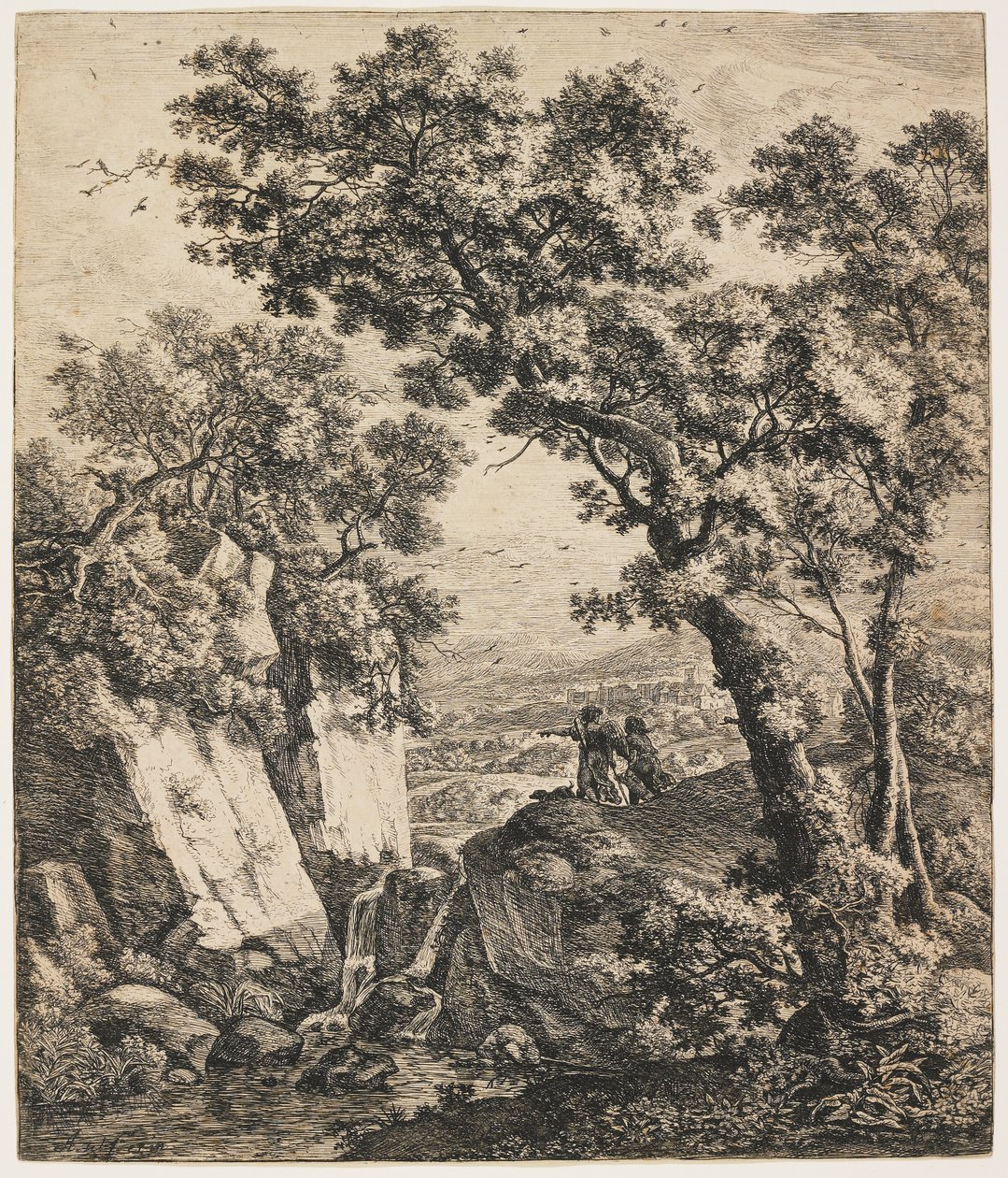 Maisema Tobiaksen ja enkelin kanssa, n. 1660. tekijältä Anthonie Waterloo
