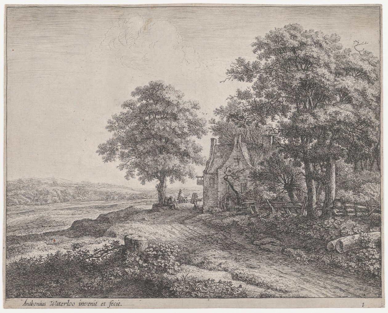 Suuri lehmus ennen majataloa, 1600-luku. tekijältä Anthonie Waterloo