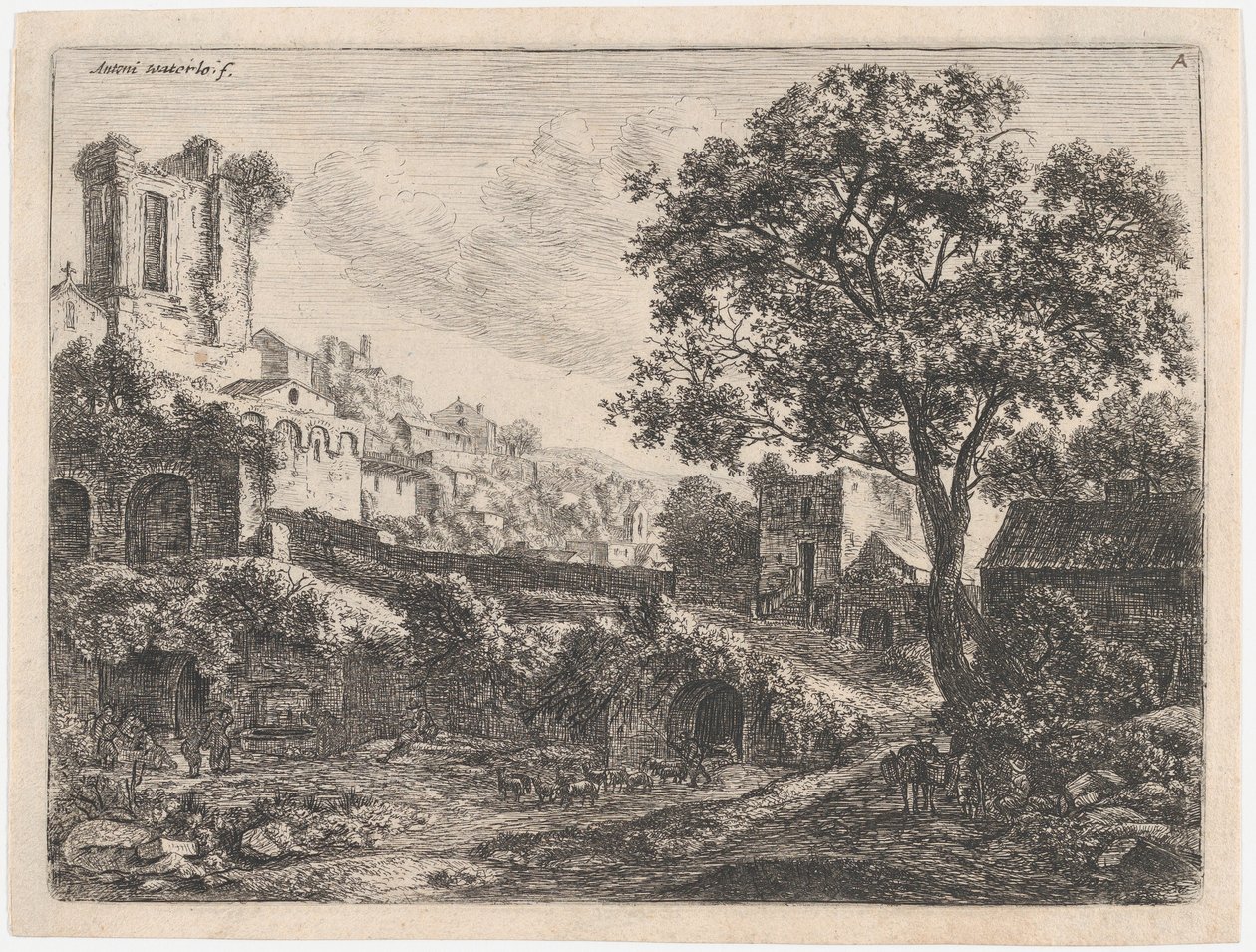 Rauniot kaupungin sisäänkäynnissä, 1600-luku. tekijältä Anthonie Waterloo