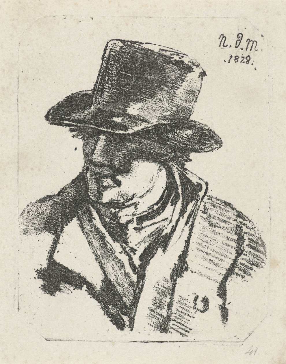 Miehen rintakuva, jolla on hattu tekijältä Anthonie Willem Hendrik Nolthenius de Man