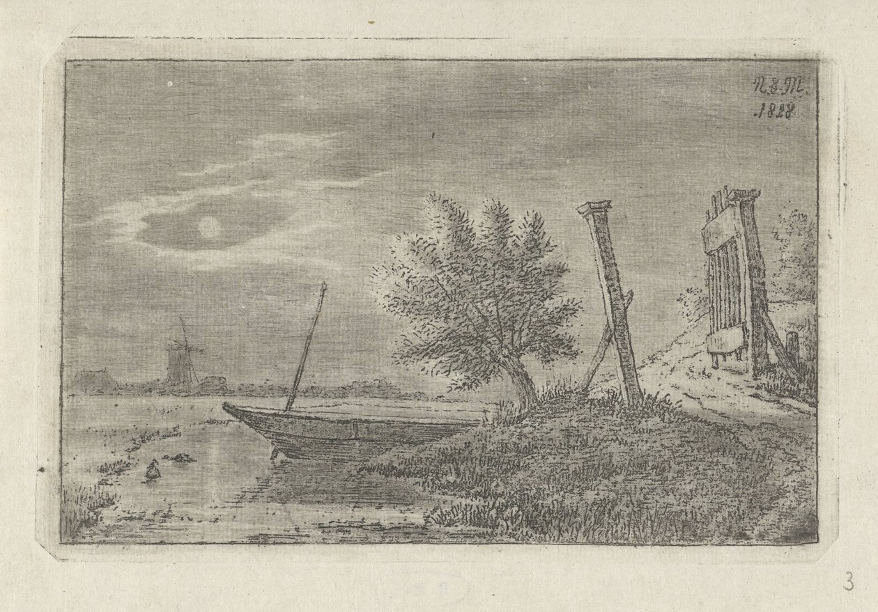 Maisema veneellä ja avoimella portilla tekijältä Anthonie Willem Hendrik Nolthenius de Man