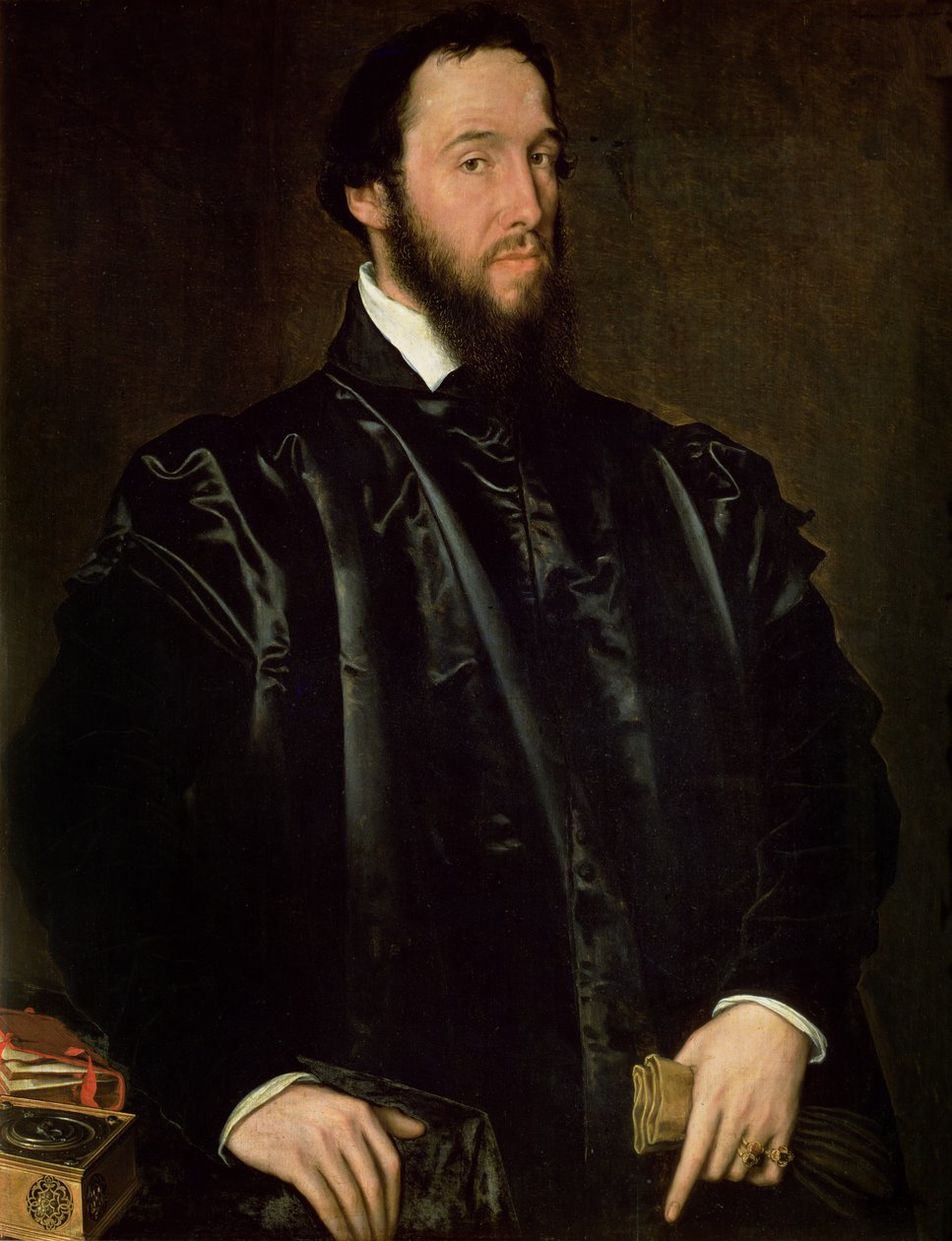 Muotokuva Anton Perrenot de Granvellestä (1517-86), Kaarle V:n ja Espanjan Philip II:n valtioministeristä, josta tuli Espanjan varakuningas Napolissa vuonna 1571, 1549 (paneeli) tekijältä Anthonis van Dashorst Mor