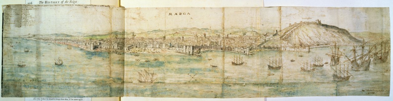 Malaga, 1500-luku (kynä ja muste ja wc paperilla) tekijältä Anthonis van den Wyngaerde